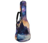 KengjuTesu Custodia morbida per chitarra acustica da 109 cm, con tracolla e 2 tasche, motivo castello misterioso stellato, senza imbottitura, impermeabile, in tessuto Oxford, custodia per chitarra