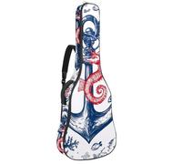 KengjuTesu Custodia morbida per chitarra acustica da 109 cm, con tracolla e 2 tasche, motivo cavalluccio marino e onde oceaniche, senza imbottitura, impermeabile, in tessuto Oxford, custodia per