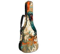 KengjuTesu Custodia morbida per chitarra acustica da 109 cm, con tracolla e 2 tasche, motivo colibrì nazionale, senza imbottitura, impermeabile, in tessuto Oxford, custodia per chitarra classica,