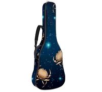 KengjuTesu Custodia morbida per chitarra acustica da 109 cm, con tracolla e 2 tasche, motivo con segno del cancro marrone, senza imbottitura, zaino impermeabile in tessuto Oxford per chitarra