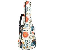 KengjuTesu Custodia morbida per chitarra acustica da 109 cm, con tracolla e 2 tasche, motivo elefante etnico retrò, senza imbottitura, impermeabile, in tessuto Oxford, custodia per chitarra classica,