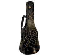 KengjuTesu Custodia morbida per chitarra acustica da 109 cm, con tracolla e 2 tasche, motivo Halloween Spider Web I, senza imbottitura, impermeabile, in tessuto Oxford, custodia per chitarra classica,