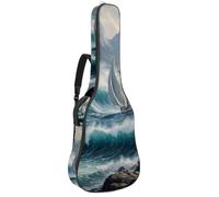 KengjuTesu Custodia morbida per chitarra acustica da 109 cm, con tracolla e 2 tasche, motivo montagne oceaniche, senza imbottitura, impermeabile, in tessuto Oxford, custodia per chitarra classica,