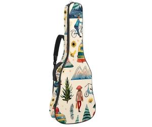 KengjuTesu Custodia morbida per chitarra acustica da 109 cm, con tracolla e 2 tasche, motivo percorsi di viaggio, senza imbottitura, impermeabile, in tessuto Oxford, custodia per chitarra classica,
