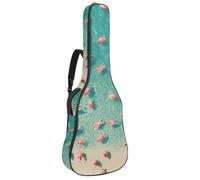 KengjuTesu Custodia morbida per chitarra acustica da 109 cm, con tracolla e 2 tasche, motivo squalo da spiaggia, senza imbottitura, impermeabile, in tessuto Oxford, custodia per chitarra classica,