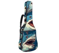 KengjuTesu Custodia morbida per chitarra acustica da 109 cm, con tracolla e 2 tasche, motivo squalo G, senza imbottitura, impermeabile, in tessuto Oxford, custodia per chitarra classica, Multicolore,