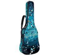 KengjuTesu Custodia morbida per chitarra acustica da 109 cm, con tracolla e 2 tasche, note blu spaziali, senza imbottitura, zaino impermeabile in tessuto Oxford per chitarra classica, Multicolore,