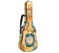 KengjuTesu Custodia morbida per chitarra acustica da 109 cm, con tracolla e 2 tasche, orologio con sfondo giallo, senza imbottitura, impermeabile, in tessuto Oxford, custodia per chitarra classica,