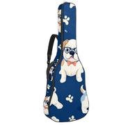 KengjuTesu Custodia morbida per chitarra acustica da 109 cm, con tracolla e 2 tasche, per occhiali da gentiluomo, bulldog, senza imbottitura, impermeabile, in tessuto Oxford, custodia per chitarra