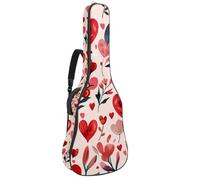 KengjuTesu Custodia morbida per chitarra acustica da 109 cm, con tracolla e 2 tasche per San Valentino, pianta a cuore, senza imbottitura, impermeabile, in tessuto Oxford, custodia per chitarra