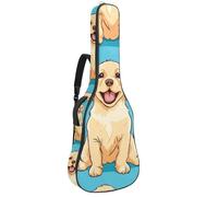 KengjuTesu Custodia morbida per chitarra acustica da 109 cm, con tracolla e 2 tasche, sfondo blu, Golden Retriever, senza imbottitura, impermeabile, in tessuto Oxford, custodia per chitarra classica,