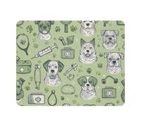 KengjuTesu Piccolo tappetino per mouse da scrivania, tappetino per mouse da ufficio, base in gomma antiscivolo, tappetino per mouse per computer portatile 28 x 22 cm, stampa medica verde con cane