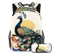 KengjuTesu Set di 2 zaini per ragazzi e ragazze, grande capacità, con astuccio, perfetto per studenti, ragazzi, viaggi ed escursioni, Multicolore 4., Taglia unica, Zainetto