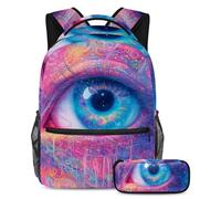 KengjuTesu Set di 2 zaini per ragazzi e ragazze, grande capacità, con fiori rosa delle Highland Cow e astuccio, perfetto per studenti, ragazzi, viaggi ed escursioni, Multicolore 4., Taglia unica