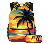 KengjuTesu Set di 2 zaini per ragazzi e ragazze, grande capacità con foresta stellata e luna, con astuccio, perfetto per studenti, ragazzi, viaggi ed escursioni, Multicolore 2., Taglia unica, Zaini