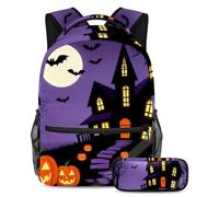 KengjuTesu Set di 2 zaini per ragazzi e ragazze, grande capacità con foresta stellata e luna, con astuccio, perfetto per studenti, ragazzi, viaggi ed escursioni, Multicolore 10., Taglia unica, Zaini