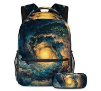 KengjuTesu Set di 2 zaini per ragazzi e ragazze, grande capacità con libreria magica con teschio e gatto, con astuccio, perfetto per studenti, ragazzi, viaggi ed escursioni, Multicolore 10., Taglia