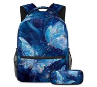 KengjuTesu Set di 2 zaini per ragazzi e ragazze, grande capacità, con meduse viola incandescente, con astuccio, perfetto per studenti, ragazzi, viaggi ed escursioni, Multicolore 9, Taglia unica, Zaini