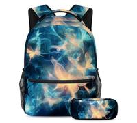 KengjuTesu Set di 2 zaini per ragazzi e ragazze, grande capacità, con meduse viola incandescente, con astuccio, perfetto per studenti, ragazzi, viaggi ed escursioni, Multicolore 10., Taglia unica