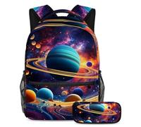 KengjuTesu Set di 2 zaini per ragazzi e ragazze, grande capacità, con meduse viola incandescente, con astuccio, perfetto per studenti, ragazzi, viaggi ed escursioni, Multicolore 6., Taglia unica
