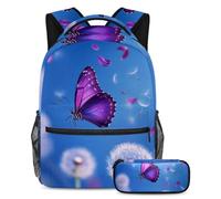 KengjuTesu Set di 2 zaini per ragazzi e ragazze, grande capacità, con meduse viola incandescente, con astuccio, perfetto per studenti, ragazzi, viaggi ed escursioni, Multicolore 7, Taglia unica, Zaini