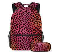 KengjuTesu Set di 2 zaini per ragazzi e ragazze, grande capacità, con stampa leopardata fluo, con astuccio, perfetto per studenti, ragazzi, viaggi ed escursioni, Multicolore 3, Taglia unica, Zaini