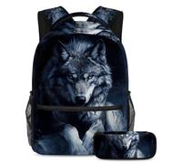 KengjuTesu Set di 2 zaini per ragazzi e ragazze, grande capacità, grazioso orso polare con astuccio, perfetto per studenti, ragazzi, viaggi ed escursioni, Multicolore 6., Taglia unica, Zainetto