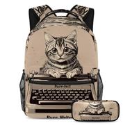 KengjuTesu Set di 2 zaini per ragazzi e ragazze, grande capacità, vintage, con astuccio, perfetto per studenti, ragazzi, viaggi ed escursioni, Multicolore 1., Taglia unica, Zainetto