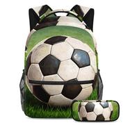 KengjuTesu Set di 2 zaini per ragazzi e ragazze, zaino da calcio di grande capacità con astuccio, perfetto per studenti, ragazzi viaggi ed escursioni, Multicolore 1., Taglia unica, Zainetto