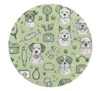KengjuTesu Tappetino per mouse da scrivania, tappetino per mouse da ufficio, base in gomma antiscivolo, tappetino per mouse per computer portatile 25 cm, stampa medica verde con cane