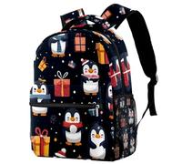 KengjuTesu Zaino da viaggio con pinguino invernale in stile cartone animato, ideale come regalo per la scuola, con portabottiglie, per ragazze e ragazzi, Multicolore 3, Taglia unica