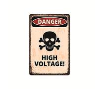 kengtou Targa in metallo con scritta in inglese "Beware - FDANGER HIGH Voltage - Construction Site Factory Workshop Warning Hazard Signs 30,5 x 20,3 cm