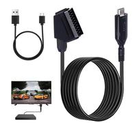 KenHLun Convertitore Cavo SCART a HDMI,Adattatore da HDMI Full HD 720P/1080P Convertitore cavo Audio Video SCART a HDMI per HDTV STB VHS Xbox PS3 Sky DVD Blu-Ray Con cavo di Alimentazione 80cm