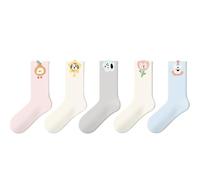 Keninll 5 paia di calzini da donna, divertenti calzini con motivo floreale, morbidi e traspiranti, regalo per le donne, Animali Carini, 4-8