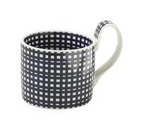 Keninll Tazza in ceramica, stile vintage classico a scacchi, 500 ml, con manico, per colazione, latte, caffè, tè caldo, farina d'avena, blu tibetano