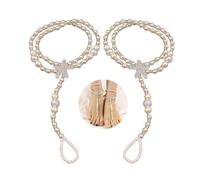 Kenjudess Sandali da donna in stile bohémien fatti a mano con stella marina e perle, 2 pezzi, catena da spiaggia con anello per dita dei piedi, per sposa, matrimonio, con perline di cristallo
