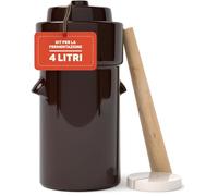 Kenley Barattolo per Fermentazione con Pesi, Coperchio e Pestello - 4 Litri | Vaso in Gres per Fermentare o Mettere in Salamoia Kimchi, Crauti, Sottaceti, Verdure, Kombucha - Fermentatore in Ceramica