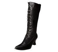 Kenmeko Donna Stivali Moda Sexy Casual Elegante Invernali con Tacco Alti sopra Il Ginocchio Tacchi con Tacco Alto Moda Scarpe a Punta in Pizzo con Zip Laterale Stivali a Tubo Medio (36,Nero)