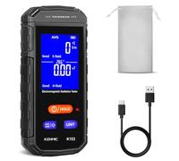 KENMIC Misuratore EMF, Rilevatore di Campi Elettromagnetici Portatile Ricaricabile con LCD Digitale e Temperatura, Test EF/MF per Casa, Ufficio, Attività All'aperto e Caccia ai Fantasmi