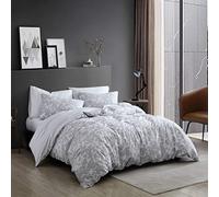 Kenneth Cole Merrion Collection, set copripiumino in 100% cotone ultra morbido, per tutte le stagioni, prelavato per una maggiore morbidezza, king size, grigio