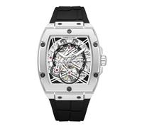 Kenneth Cole New York Orologio automatico da uomo, quadrante scheletrato, cassa curva, stile contemporaneo, Argento - Silicone Nero, Mens Standard, Automatico