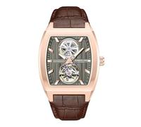 Kenneth Cole New York Orologio automatico da uomo, quadrante scheletrato, cassa curva, stile contemporaneo, Grigio Caldo - Cinturino in Pelle Marrone