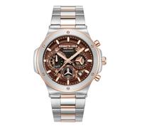 Kenneth Cole New York Orologio cronografo da uomo - Bracciale in acciaio inox, indici audaci, design sofisticato, Marrone - Acciaio inossidabile