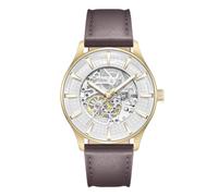 Kenneth Cole New York Orologio di lusso da uomo, movimento automatico, resistente all'acqua, design sofisticato ed elegante, Oro - Cinturino in Pelle Marrone Scuro
