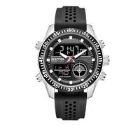 Kenneth Cole REACTION Ana-Digi - Orologio da uomo con display analogico digitale, multifunzione, lunetta sportiva, design moderno, accessorio casual quotidiano, orologio alla moda, Argento - Silicone