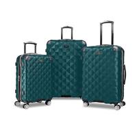 Kenneth Cole REACTION Diamond Tower - Valigia leggera e espandibile (8 ruote), verde scuro, set da 3 pezzi (20", 24" e 28"), Diamond Tower - Set di 8 ruote per bagagli, leggero