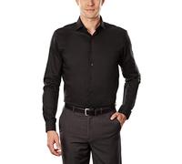 Kenneth Cole Unlisted Men's Dress Shirt Slim Fit Solid, Black, 16"-16.5" Neck 32"-33" Sleeve