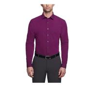 Kenneth Cole Unlisted Men's Dress Shirt Slim Fit Solid, Raspberry, 17"-17.5" Neck 36"-37" Sleeve
