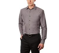 Kenneth Cole Unlisted Men's Dress Shirt Slim Fit Solid, Slim Graphite, 14"-14.5" Neck 32"-33" Sleeve
