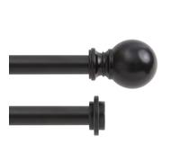 Kenney Ball End Double Window Curtain Rod, da 36 a 167,6 cm, Old World in Ottone, Matte Black, 36 to 66-inch